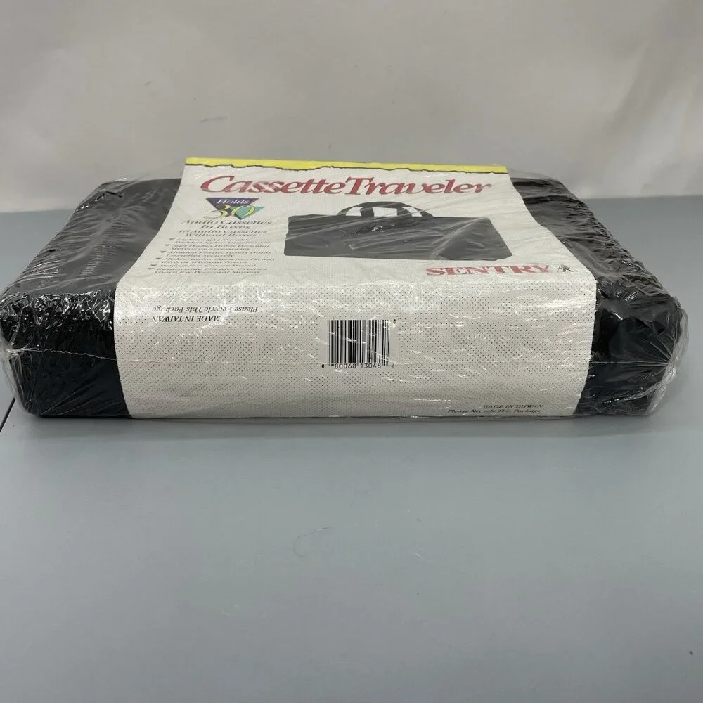 Vintage Sentry Travel Cassette Tape Carrying Storage Case Tote Soft Shell Black - Picture 4 of 5